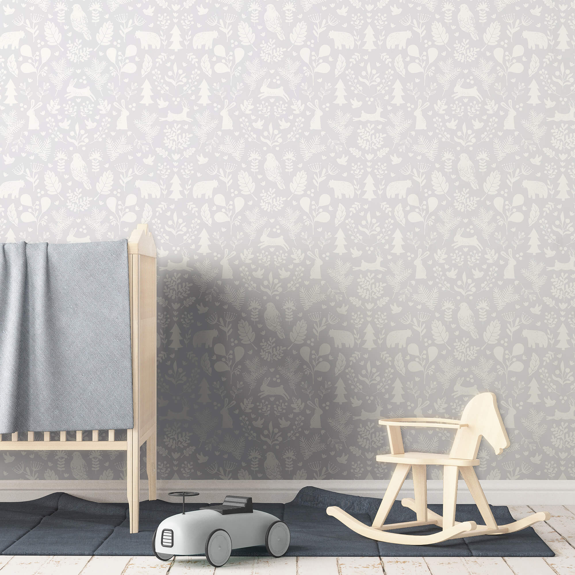 FORET ENCHANTEE CHAMBRE BEBE gris